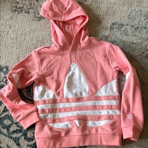 Adidas Coral and White Trefoil Hoodie